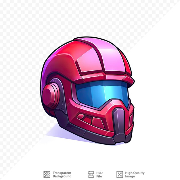 Un casco con un casco rosso su uno sfondo trasparente.