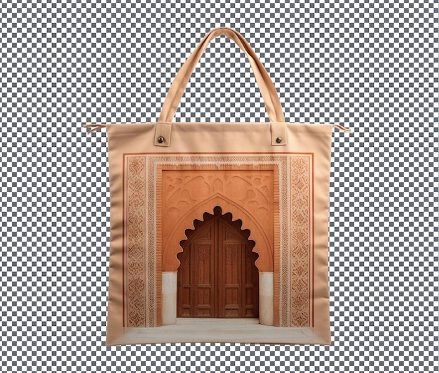 PSD helpful and adorable islamic themed tote bag isolated on transparent background