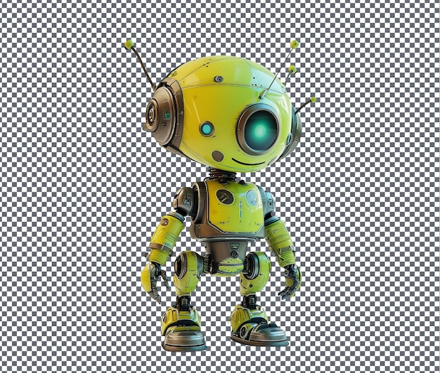 Helpful Cartoon Style Alien Robot Rig Character isolated on transparent background