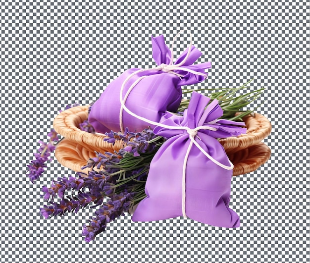 Helpful fresh lavender sachets isolated on transparent background