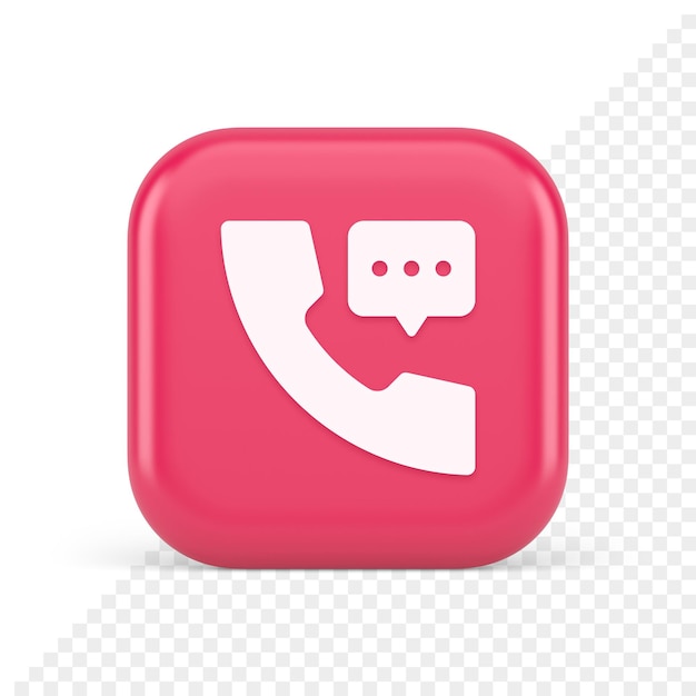 Helpline assistance chat consulting telephone customer support pink button 3d realistic icon