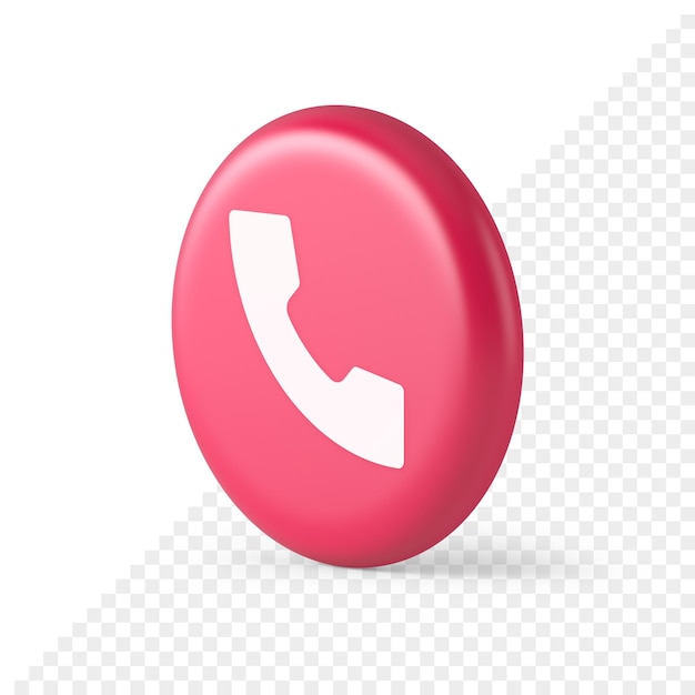 Круглая кнопка телефонной трубки горячей линии колл-центра 3d круглая реалистичная икона