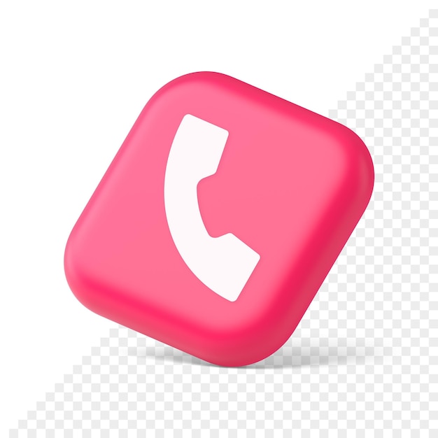 Helpline hotline call center phone handset squared button 3d icon symbol website element