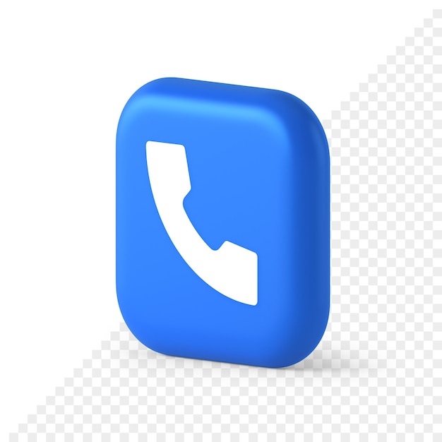 Helpline hotline call center phone handset squared button 3d realistic isometric icon