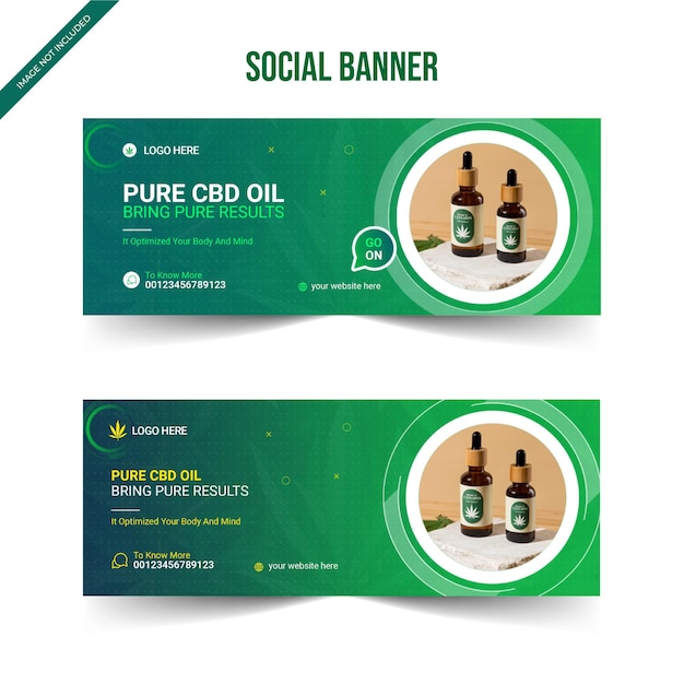 Modello di progettazione di banner per social media con olio di cbd per prodotti di canapa