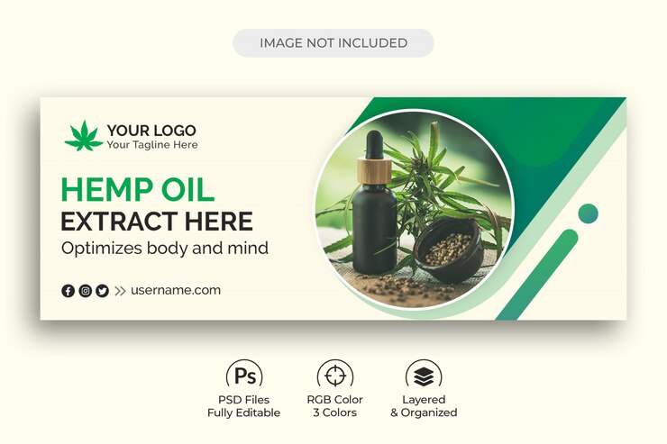 Конопляный продукт CBD Oil Социальные медиа Шаблон для обложки Facebook