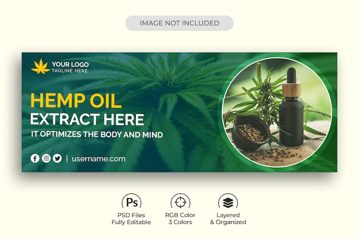 Конопляный продукт CBD Oil Социальные медиа Шаблон для обложки Facebook