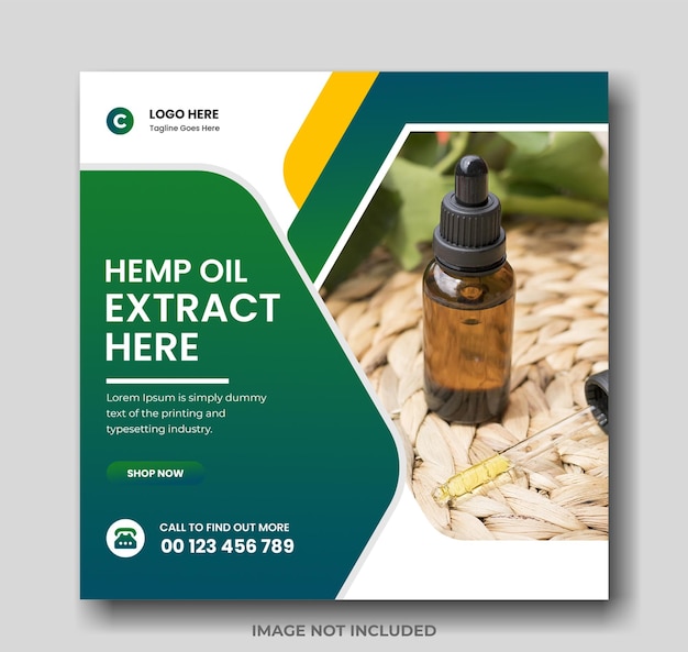 Hemp product cbd oil social media square web banner instagram post