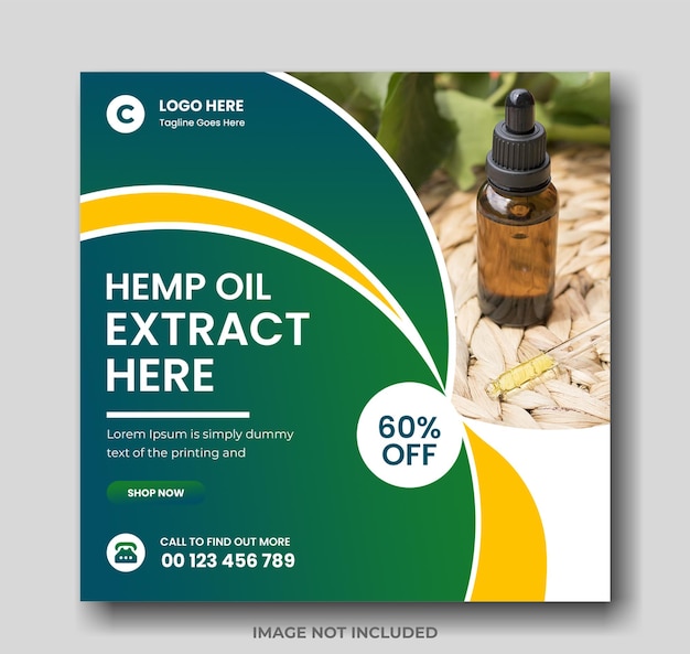 Hemp product cbd oil social media square web banner instagram post