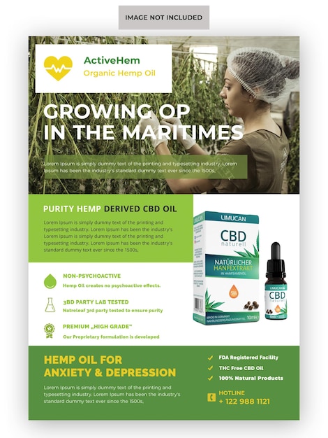 PSD hemp product flyer template