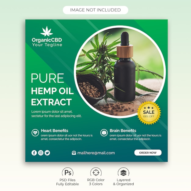 PSD hemp products banner template