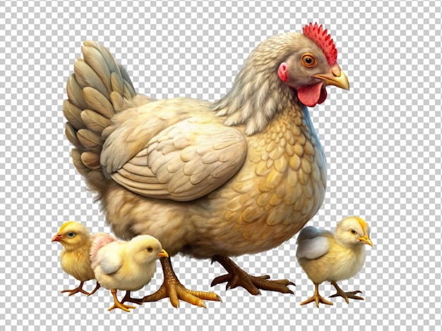 Una gallina con i suoi cuccioli