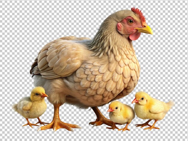 Una gallina con i suoi cuccioli