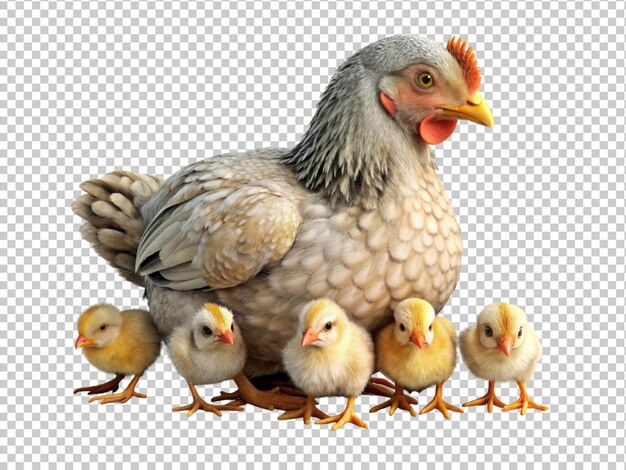 PSD una gallina con i suoi cuccioli