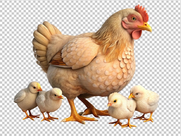 PSD una gallina con i suoi cuccioli