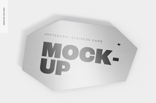 Heptagonal Business Card Mockup, Top View