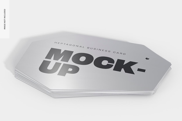 PSD heptagonal business cards mockup, stacked