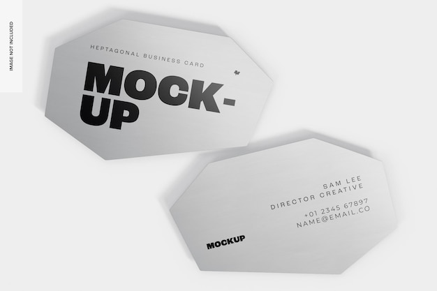 PSD heptagonal business cards mockup