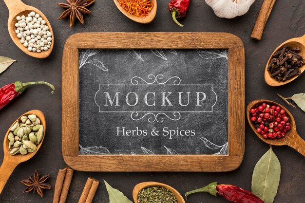 herbs and spices mock-up above view