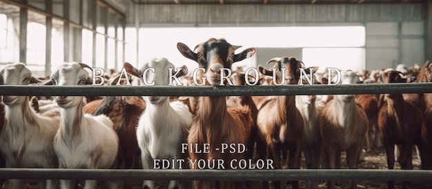 PSD herd of goats in a pen on a modern farm