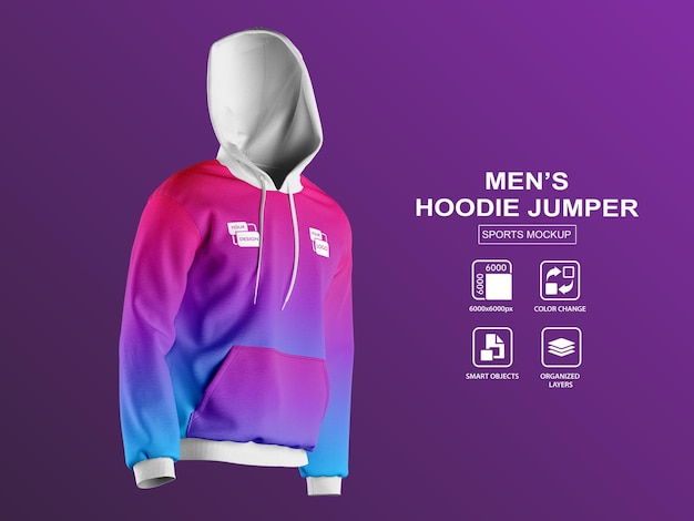 Heren hoodie jumper sport mockup vooraanzicht