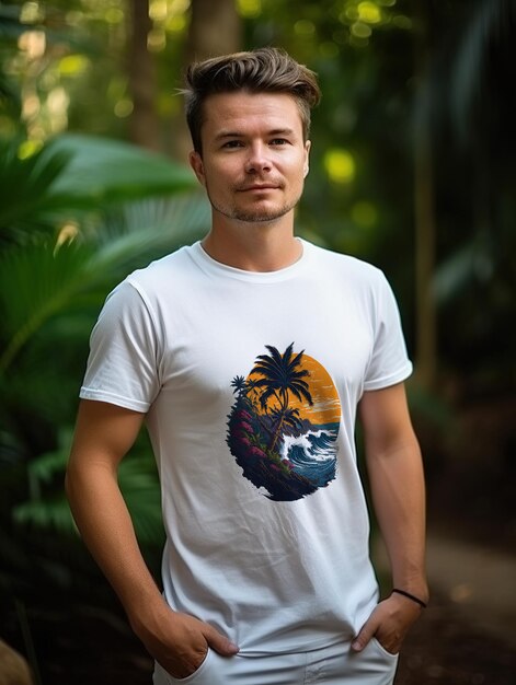 PSD heren t-shirt psd mockup-sjabloon generatieve ai