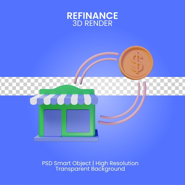 Herfinancieren 3d pictogram render geïsoleerd