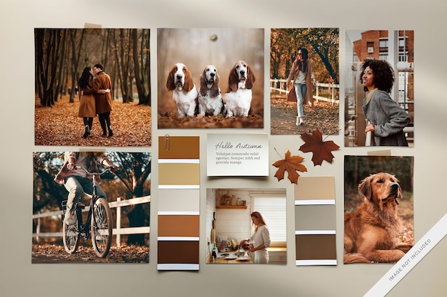 Herfst fotocollage Mood Board Mockup in Photoshop PSD