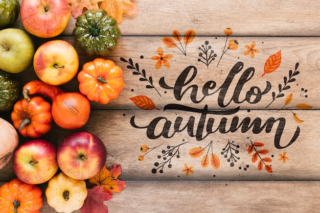 Herfst fruit en groenten met citaat