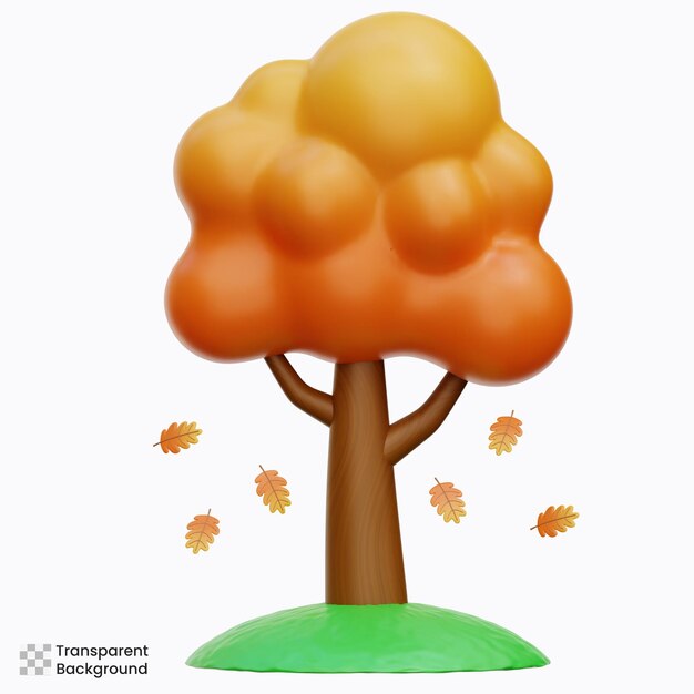 PSD herfstboom 3d icon illustraties