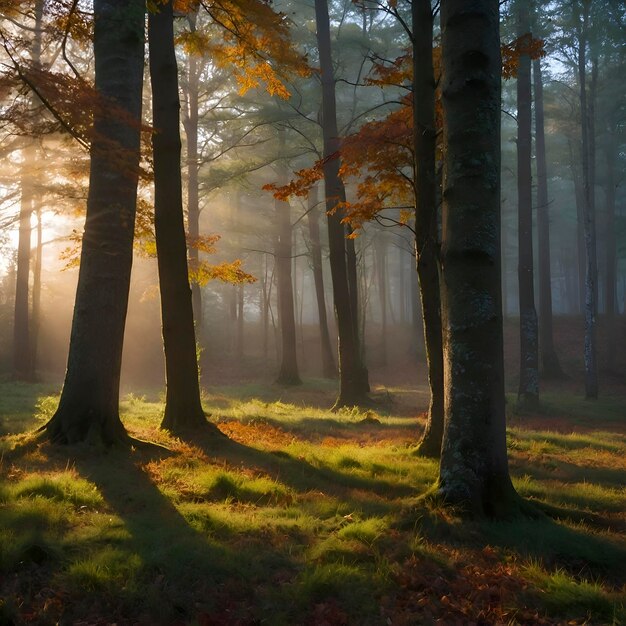 PSD herfstboslandschap in de ochtend