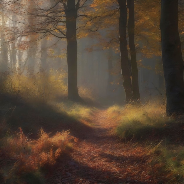 PSD herfstboslandschap in de ochtend