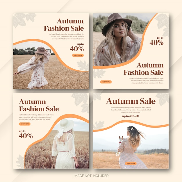 Herfstseizoen sale instagram postbundelsjabloon premium psd