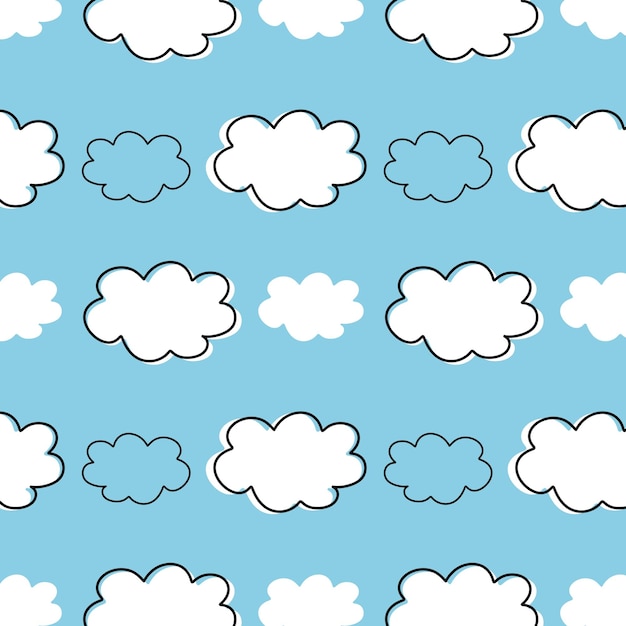 Herhalend rasterpatroon van wolken met vlekken op een blauwe achtergrond