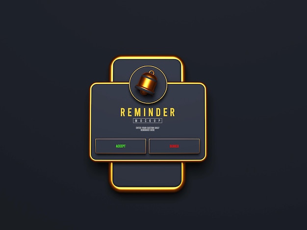 Herinnering notificatie interface mockup geïsoleerde objecten