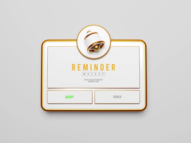 Herinnering notificatie interface mockup geïsoleerde objecten