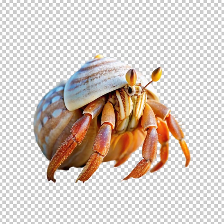 PSD hermit crab walking on the white sand hermit crab isolated on the blank background