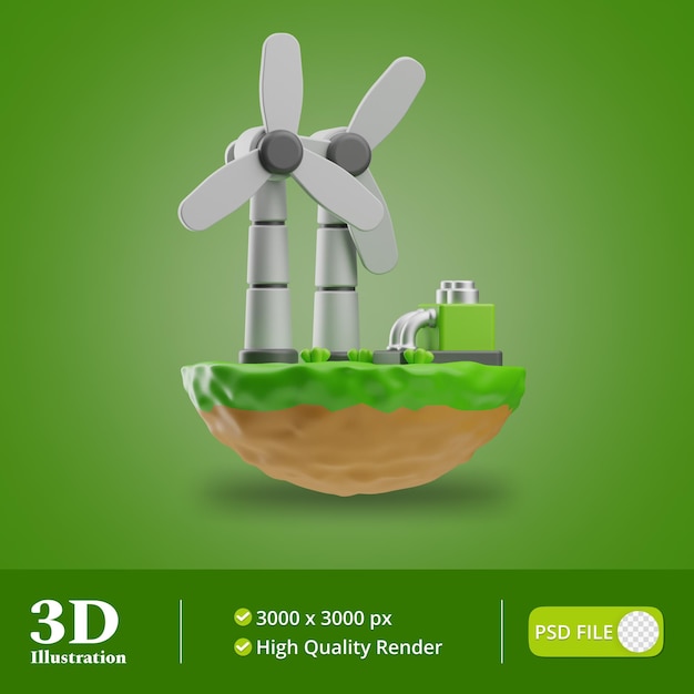 PSD hernieuwbare energie windenergie illustratie 3d