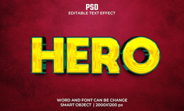 PSD hero 3d editable text effect premium psd with background