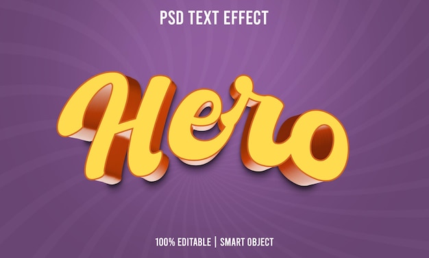 Effetto di testo modificabile hero 3d psd premium con sfondo