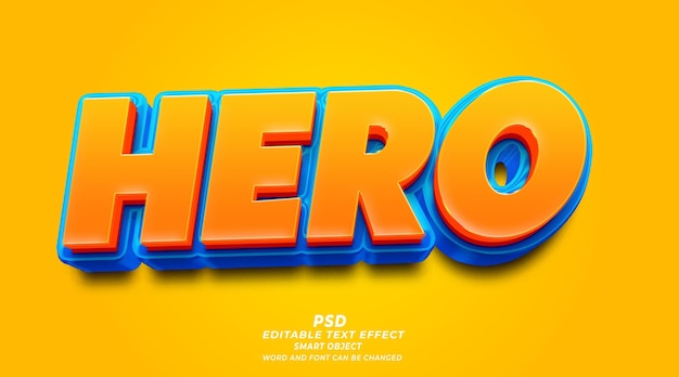 Hero 3d editable text effect PSD template