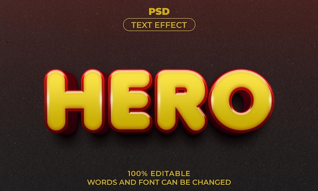 Hero 3d editable text effect style with background