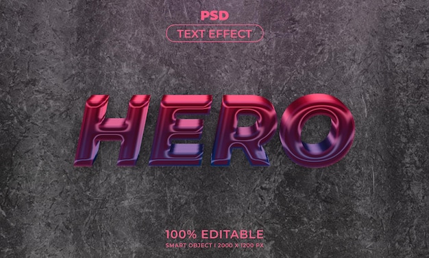 배경이 있는 Hero 3d 편집 가능한 텍스트 효과 스타일