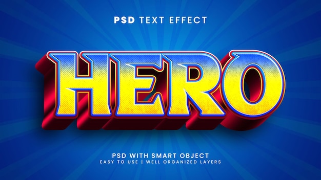 Hero 3d editable text effect with strong and power text style