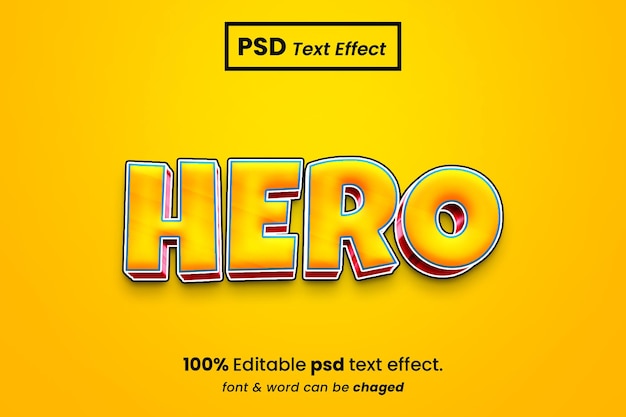 Редактируемый текстовый эффект героя 3d