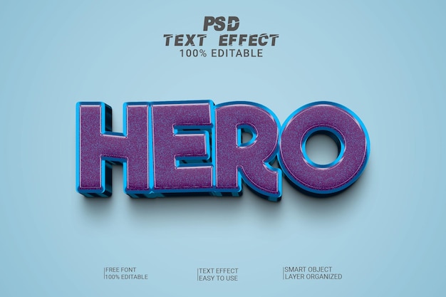 hero 3d psd text effect