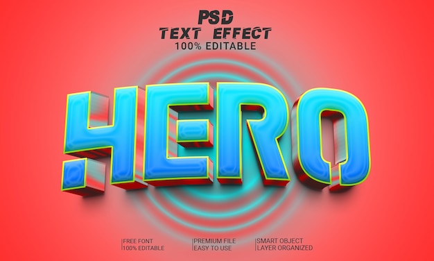 Hero 3d-teksteffect psd-bestand