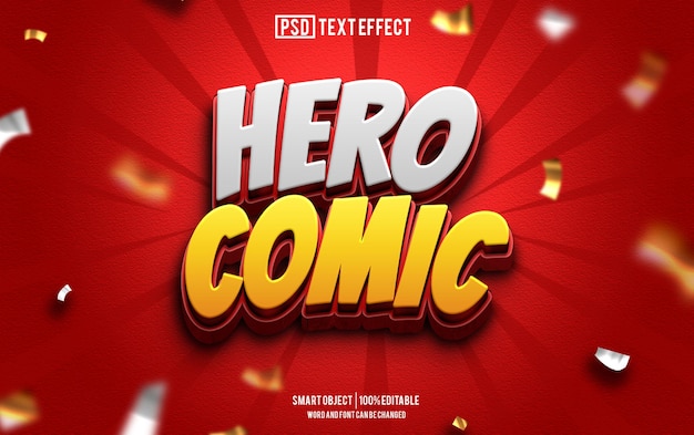 hero comic tekst effect lettertype bewerkbare typografie 3d tekst