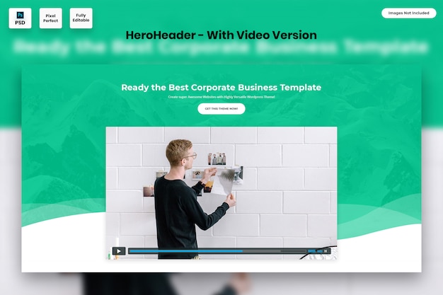 PSD hero header per i siti web di video