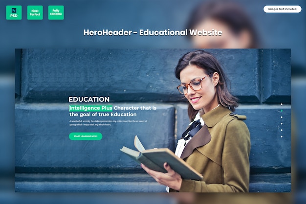 PSD hero header voor educatieve websites